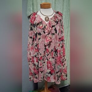 House of Harlow 1960 Pink Floral Ruffle Mini Dress